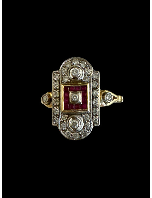 Bague Belle époque Diamants Et Rubis