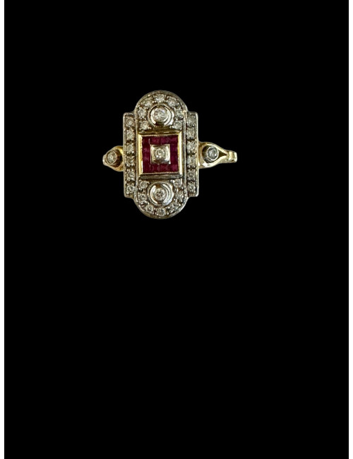 Bague Belle époque Diamants Et Rubis