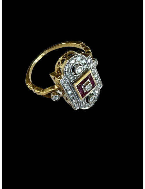 Bague Belle époque Diamants Et Rubis