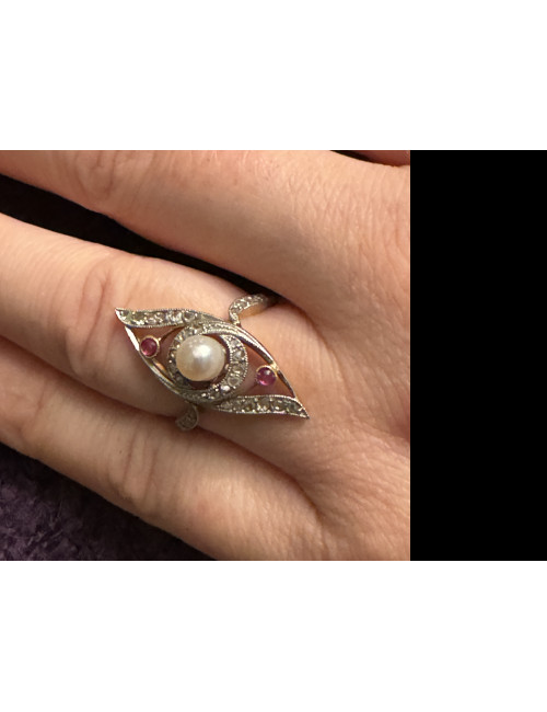 Bague Art-Nouveau  Ornée d'Une Perle Fine