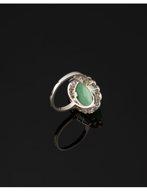 Bague Art Deco Jade Et Diamants