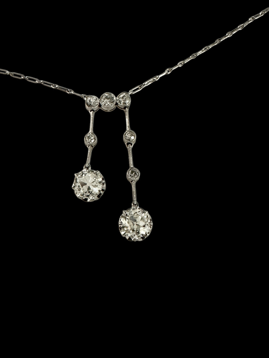 Collier Neglige En Or, Platine Et Diamants