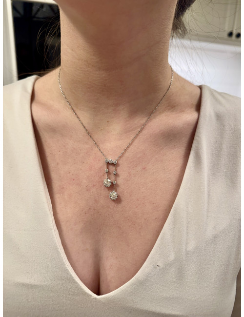 Collier Neglige En Or, Platine Et Diamants