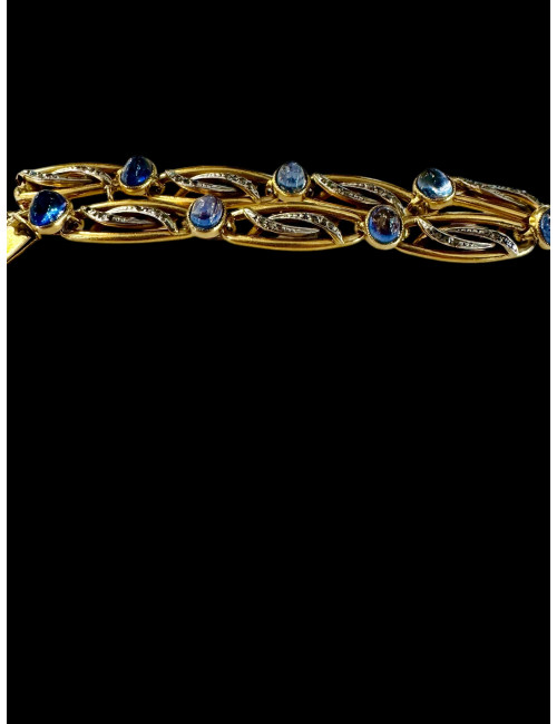 Bracelet Art-Nouveau en or, saphirs et diamants