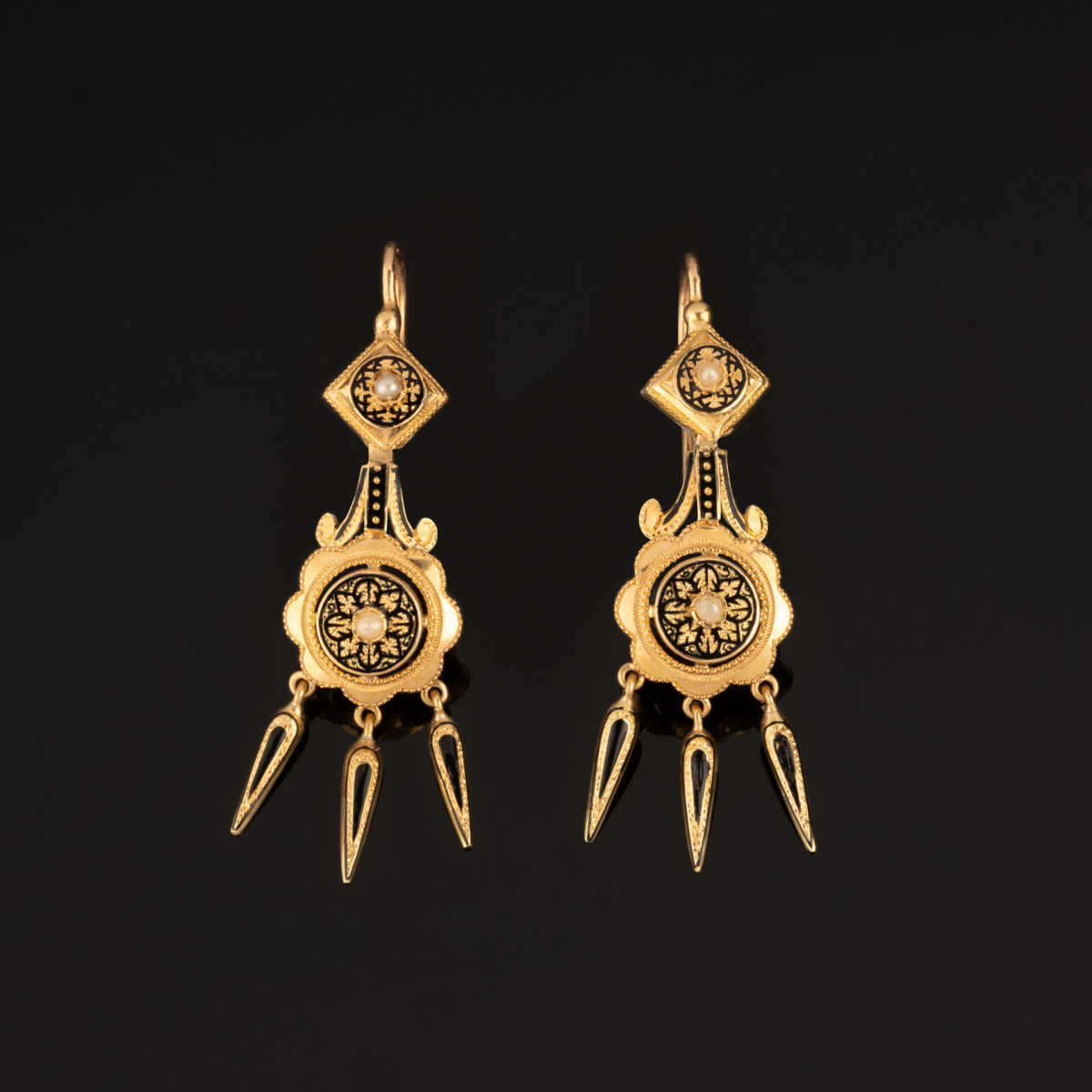 Paire de pendants d'oreilles d'époque Napoléon III